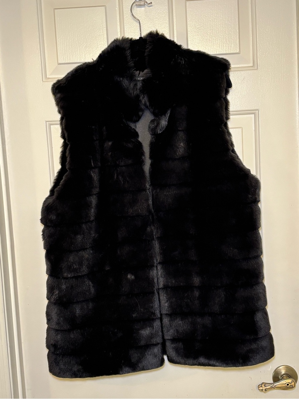 Talbots Black Plush Faux Fur Sleeveless Vest